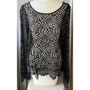 Daytrip Crochet Lace Top Black Romantic Whimsigoth Festival Dark Academia Medium